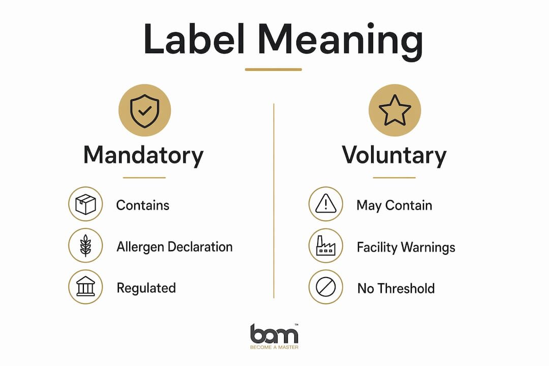 Infografika a kötelező és az önkéntes „diómentes” címkék összehasonlításáról