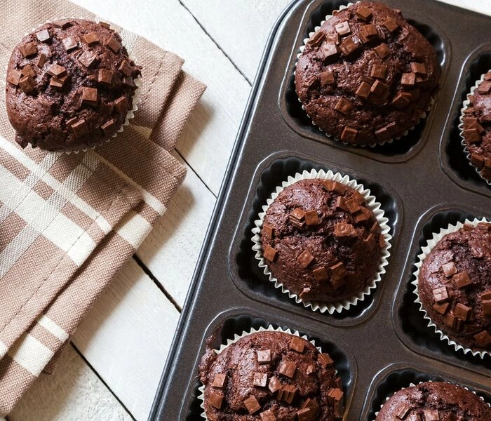 olimpiai muffinok: a legjobb csokoládés muffinok csokoládé ganache-val