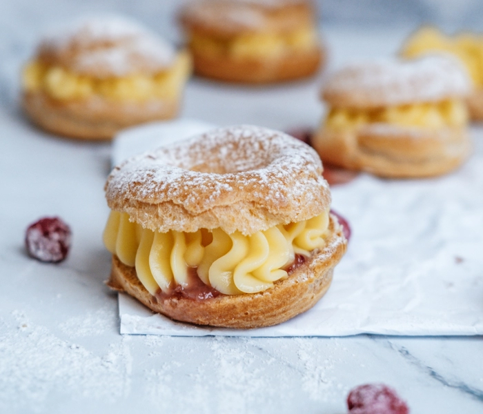 paris brest bam vaníliakrémmel és málnával