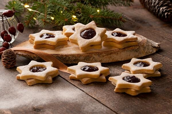 linzer keksz sós karamellel